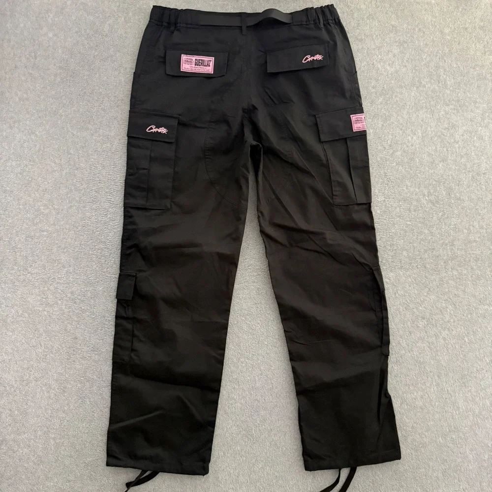 Corteiz Guerillaz Alcatraz Black Pink Ripstop Cargo Pants Mens Large 34x31 NWT